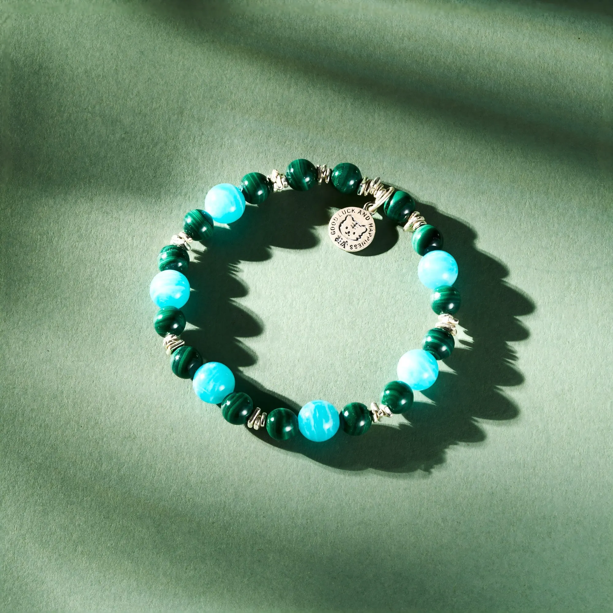 Deerwhisper Zodiac Tiger・Amazonite and Malachite Bracelet SXA20250803 1