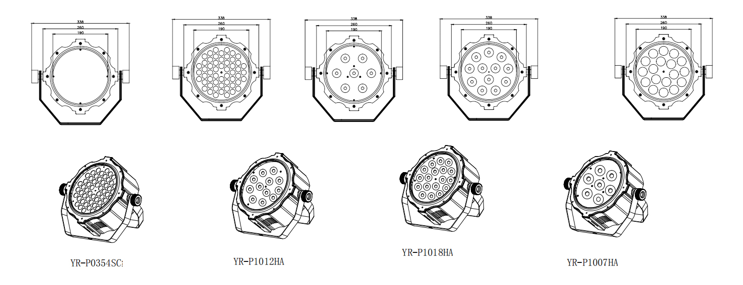 Yellow River Lighting YR-P0354SC 3Wx54pcs RGBW Single Color LED Par Light 5