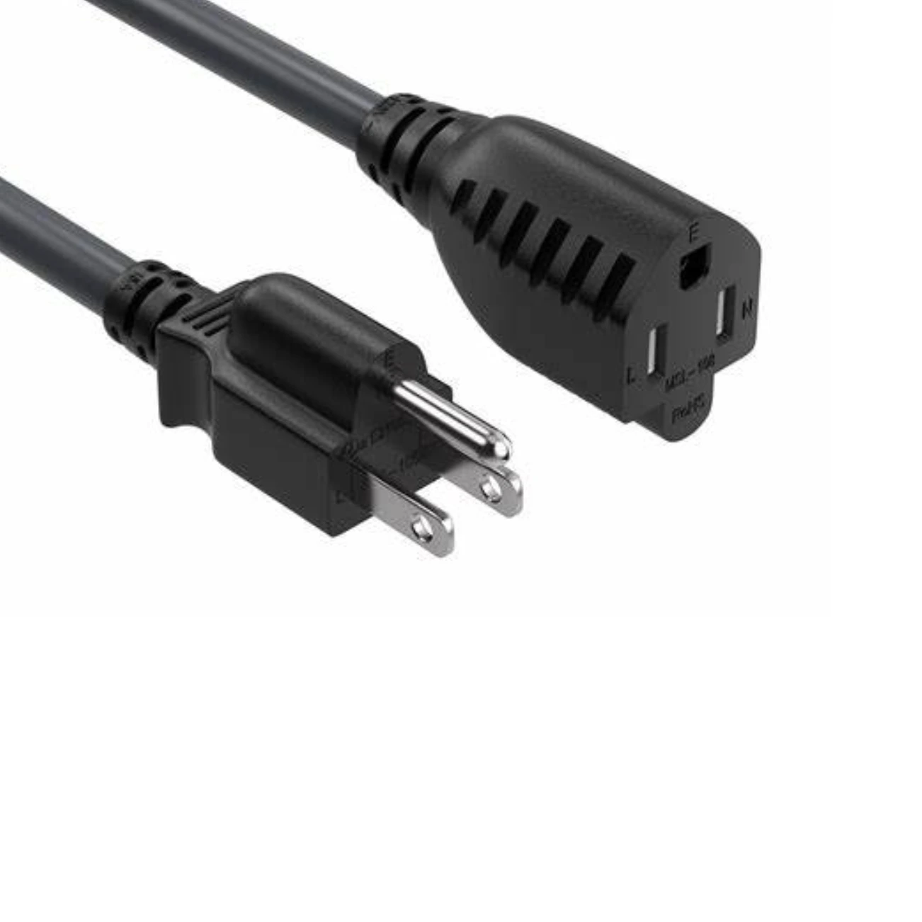 10A/15A 125V USA Plug Power Extension Cord 3 Prong 16AWG 1M 2M NEMA 5-15P to 5-15R Power Cable for Home Office SJTW Wire Type 1