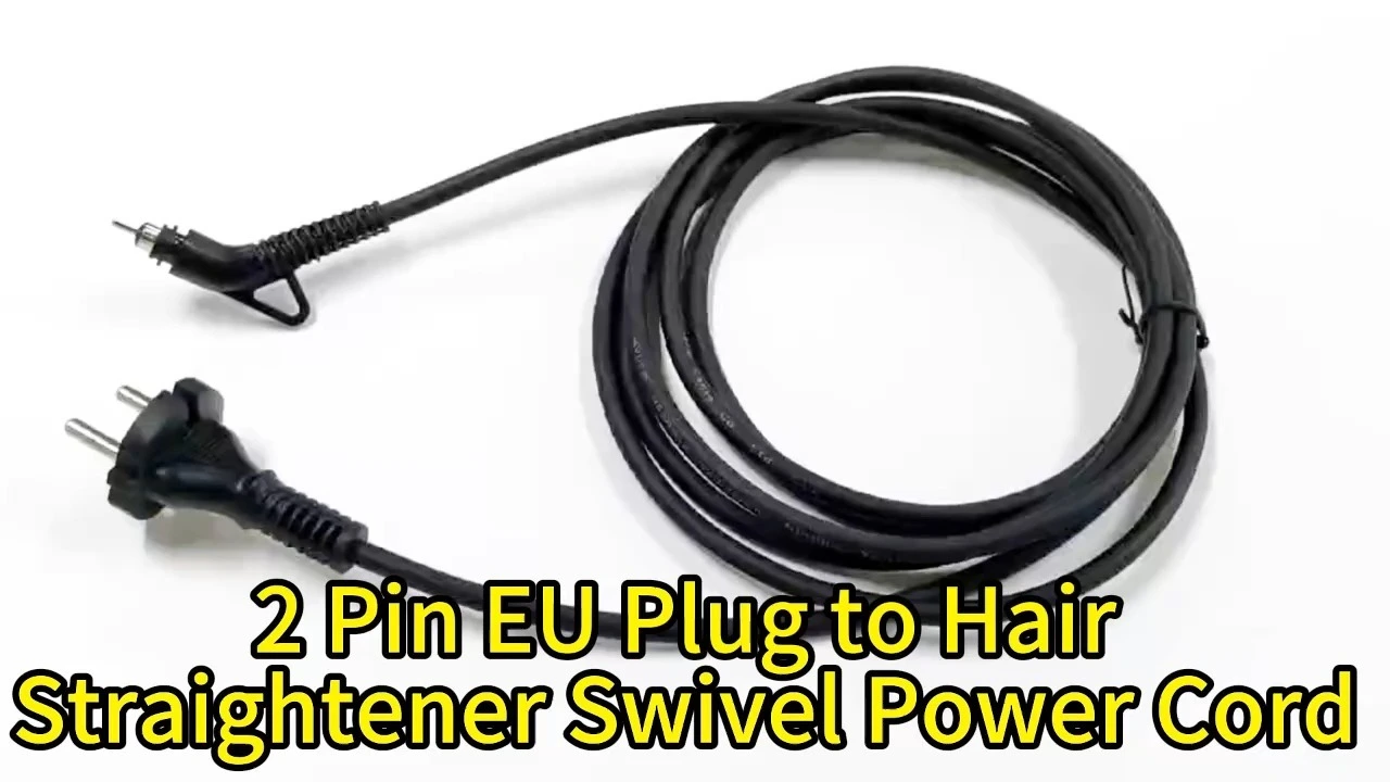 H05RR-F 2*0.75MM2 2 Core Eu Plug to Hair Straightener Swivel Power Cord 1