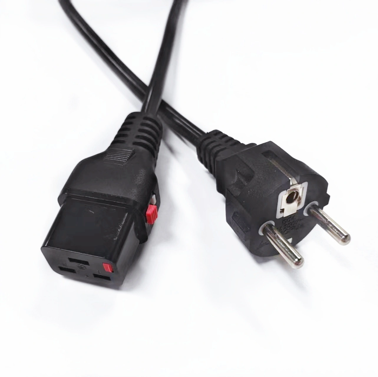 16A/ 250V EU-Standard CEE 7/7 Schuko-Stecker auf verriegelbares IEC C19-Verlängerungskabel, Netzanschlusskabel, Netzteile für Computer, PDU, USV-Server 1