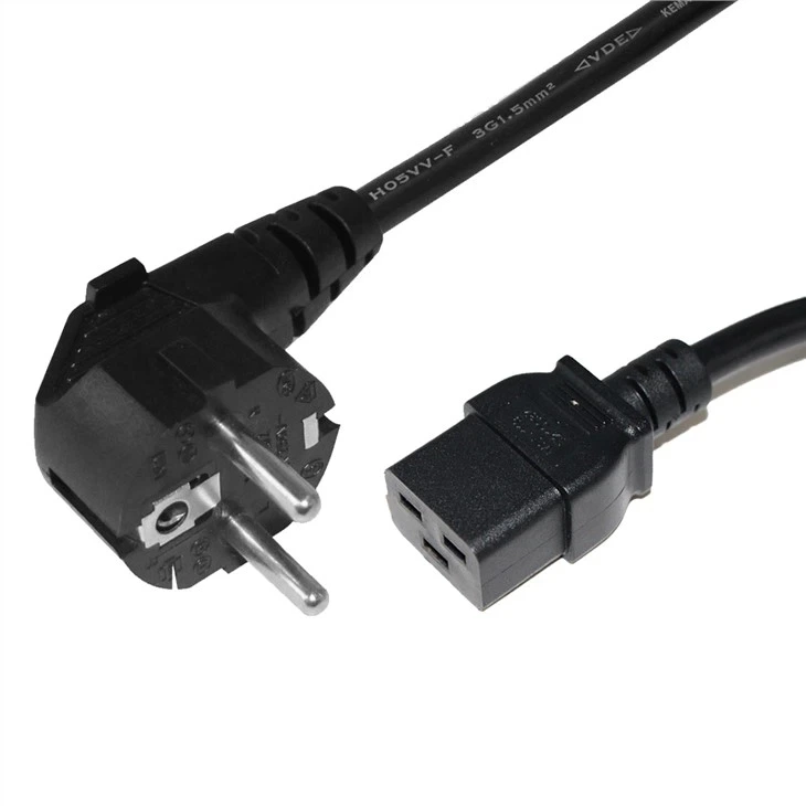 European CEE7/7 Schuko Plug To IEC C19 Power Cord 1