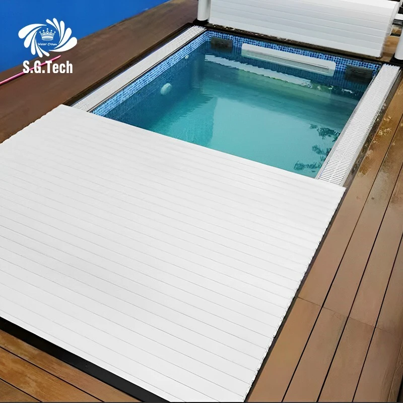 Cubierta de obturador de piscina de aluminio inteligente -auto -retráctil, bloqueo de seguridad 1