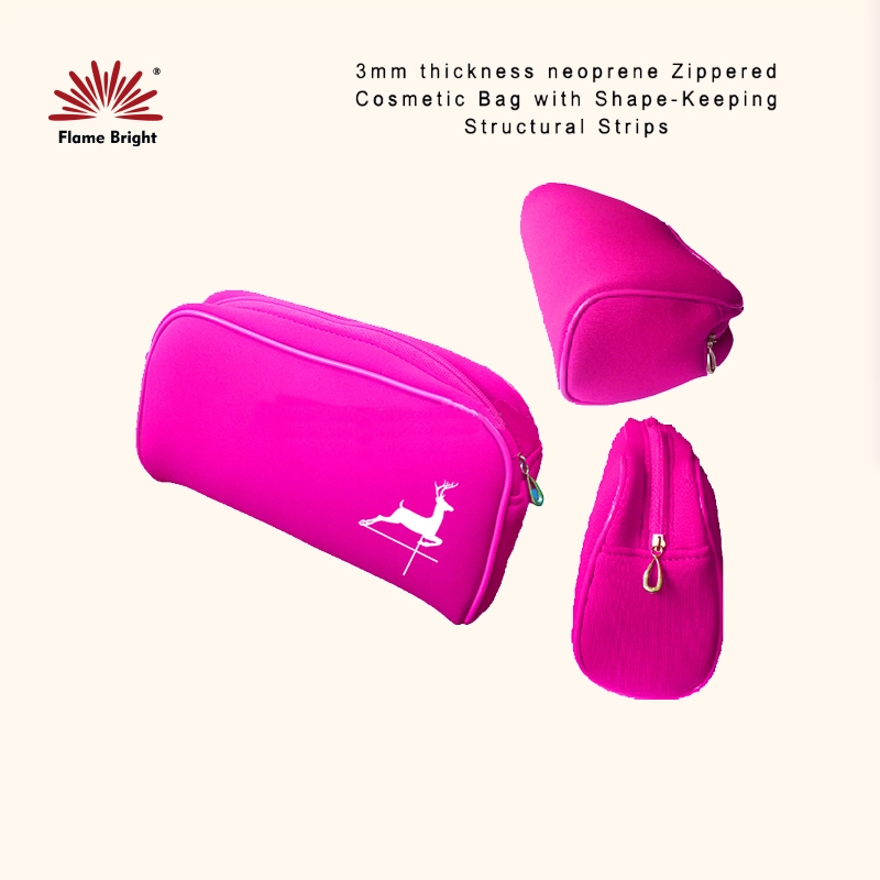 3mm thickness neoprene Zippered Cosmetic Bag with Shape-Keeping Structural Strips 1