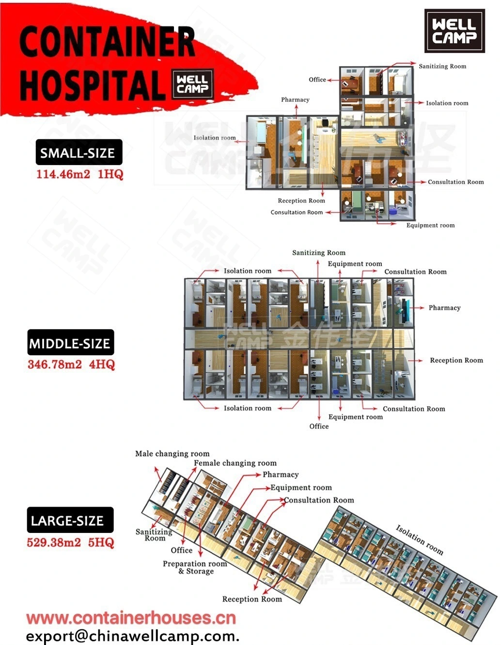 Movable Container Hospital for Coronavirus Covid-19 Butterfly Expandable Flat Pack Container House 1