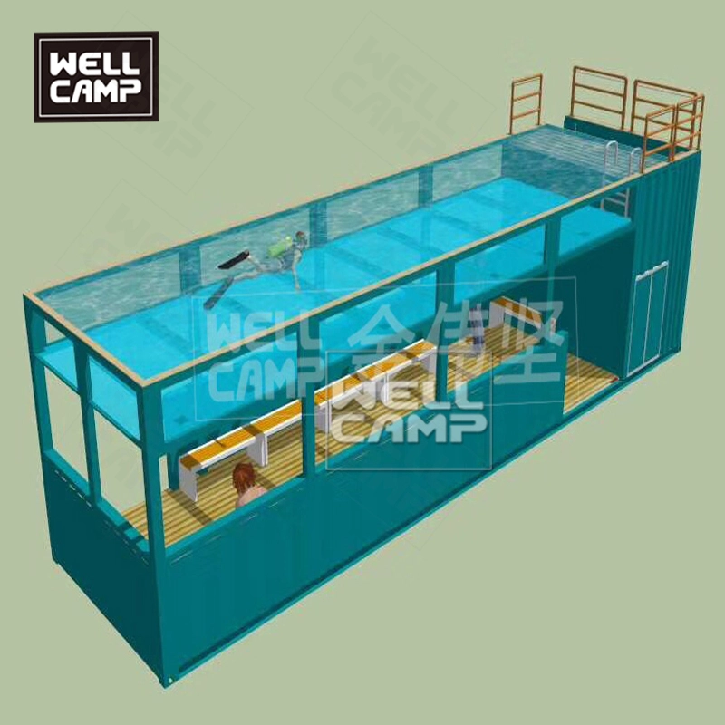 Shipping container swimming pool in prefab houses shipping container home 40 feet high quality steel structure frame 1