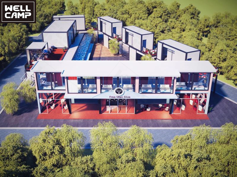 WELLCAMP Prefab Flat Pack Container Resort Houses Steel Structure House With High Quality 1