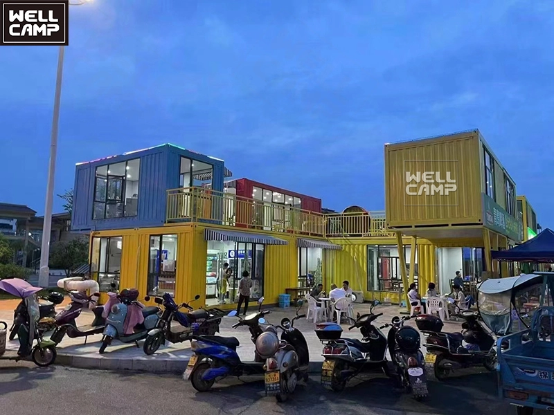 Factory direct supply flat pack prefab shop mall Container Homes prefab market store detachable container coffee shop 1