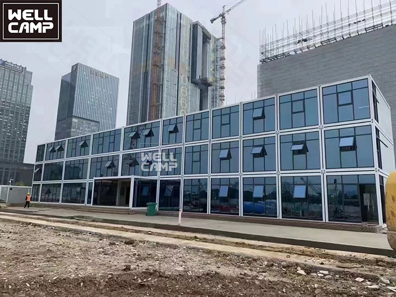 WELLCAMP prefabricated home china manufacturer flat pack container house prefab office luxury detachable canteen kitchen 1