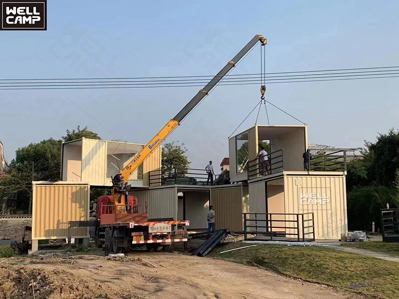 WELLCAMP flat pack container shop factory high quality waterproof fireproof rust-proof Sturdy prefab houses hotel villa 1