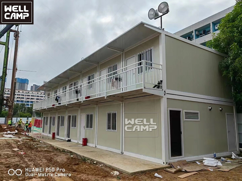 WELLCAMP Flat Pack Container Dormitory Room Prefab House Sale White OEM Customized PVC Box Glass Time Outdoor ROHS 1