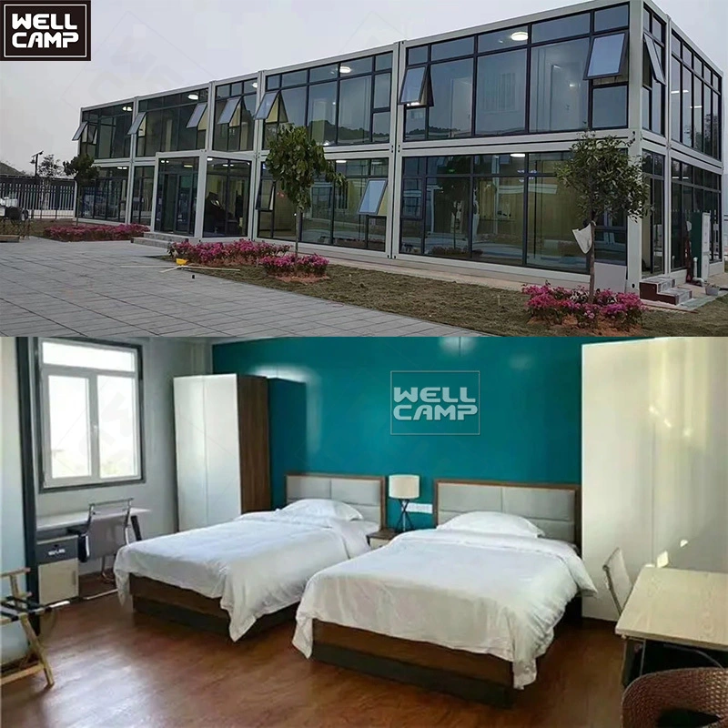 WELLCAMP Luxury high quality glass flat pack container hotel prefab building modern portable container house price 1