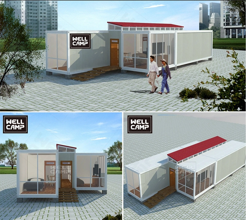 Luxury modern fiat pack container house with three rooms two bathrooms high quality durable prefab homes 1
