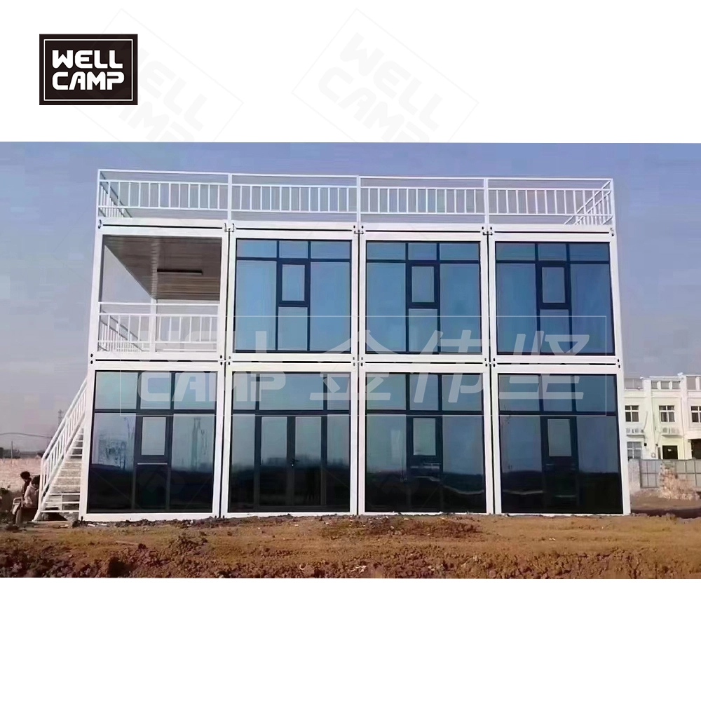 Luxury modern double storey Flat Pack Container Office Glass House  with  customized 1