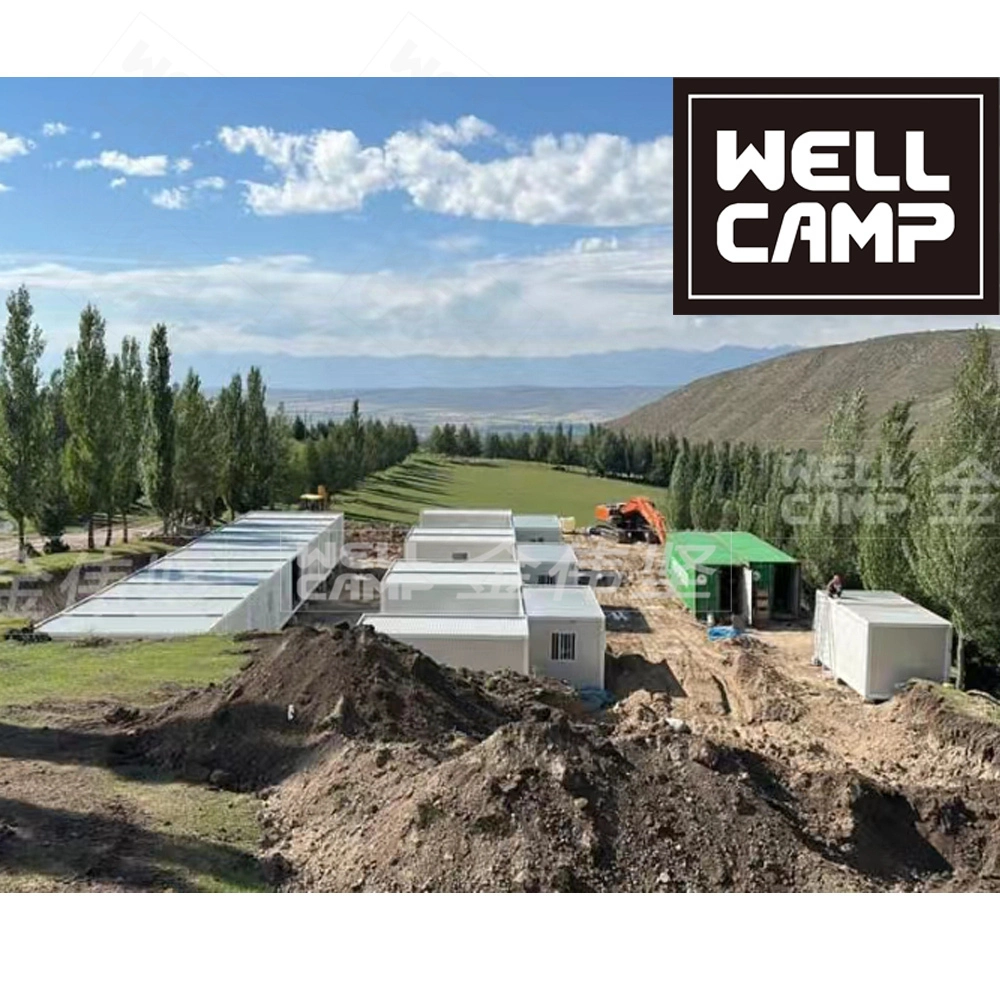WELLCAMP detachable flat pack container house mobile home prefabricated office hotel dormitory camp living prefab house 20ft container van 1