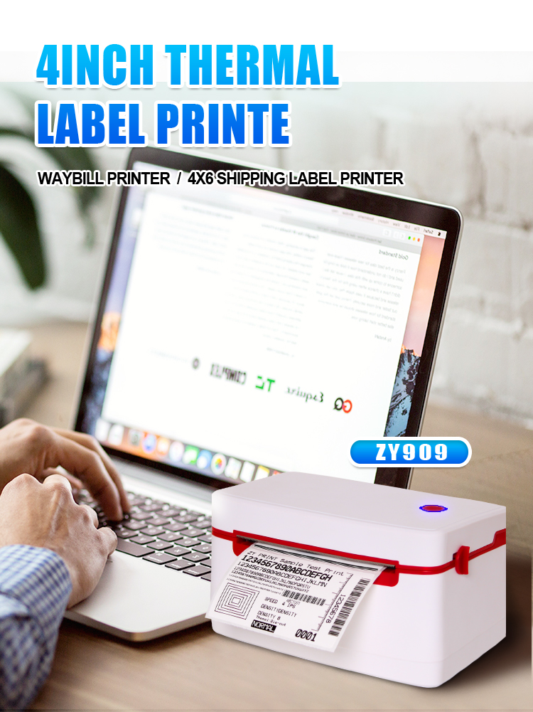 Zywell - Zywell 4x6 Nakliye Etiketi Yazıcı FBA Termal Yazıcı 4inch Waybill Barkod Yazıcı ZY909 USB 9
