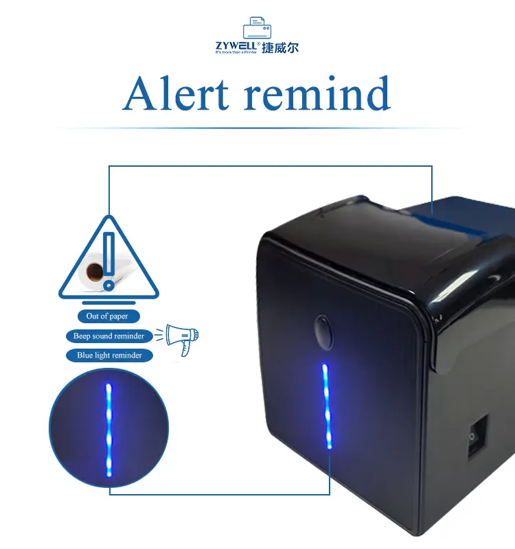 ZYWELL - Zywell high quality thermal printer module 80mm receipt printer ZY905 wall mount wifi receipt printer 13