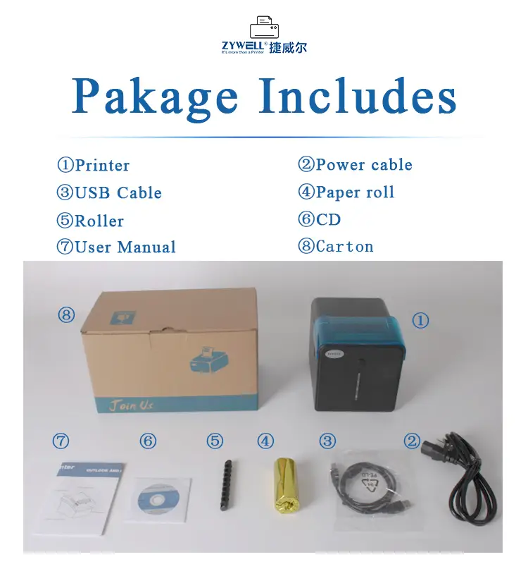ZYWELL - Zywell high quality thermal printer module 80mm receipt printer ZY905 wall mount wifi receipt printer 19