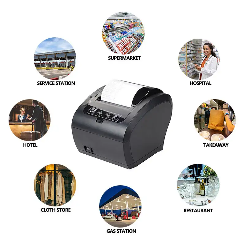 Zywell - Máy in hóa đơn nhà hàng Máy in Android Bluetooth không dây POS 80mm Hóa đơn siêu thị Hóa đơn POS 80mm Máy in USB+RS232+LAN 1