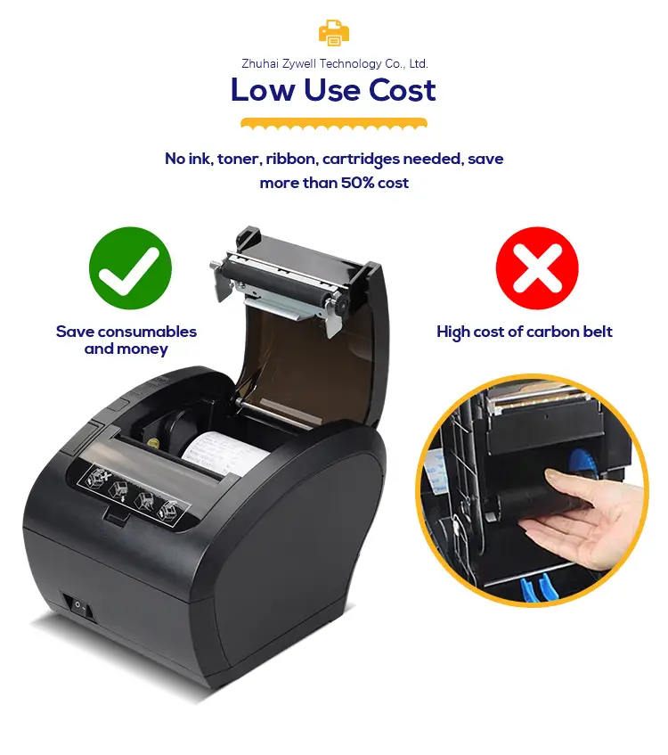 ZYWELL - Custom multifunction printer receipts 80mm 58mm thermal printer with receipts paper roll ZYWELL ZY303 USB+LAN 14