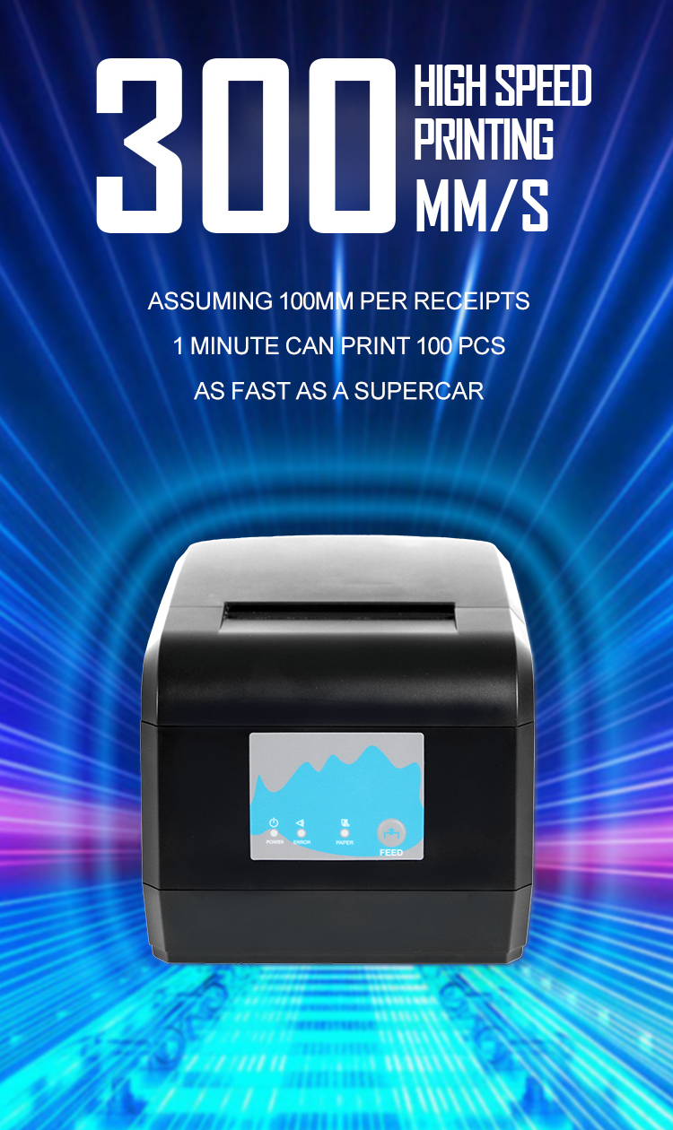 ZYWELL - New square shopify receipt printer and cash drawer port factory OEM 80mm thermal bill printer USB 16