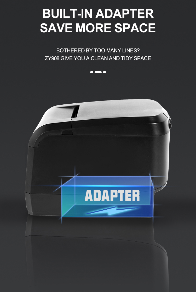 ZYWELL - New square shopify receipt printer and cash drawer port factory OEM 80mm thermal bill printer USB 11