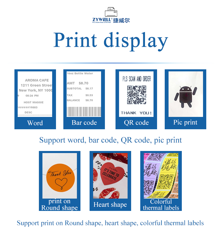 portable thermal printer bluetooth 3 inch at Wholesale Prices | ZYWELL 25