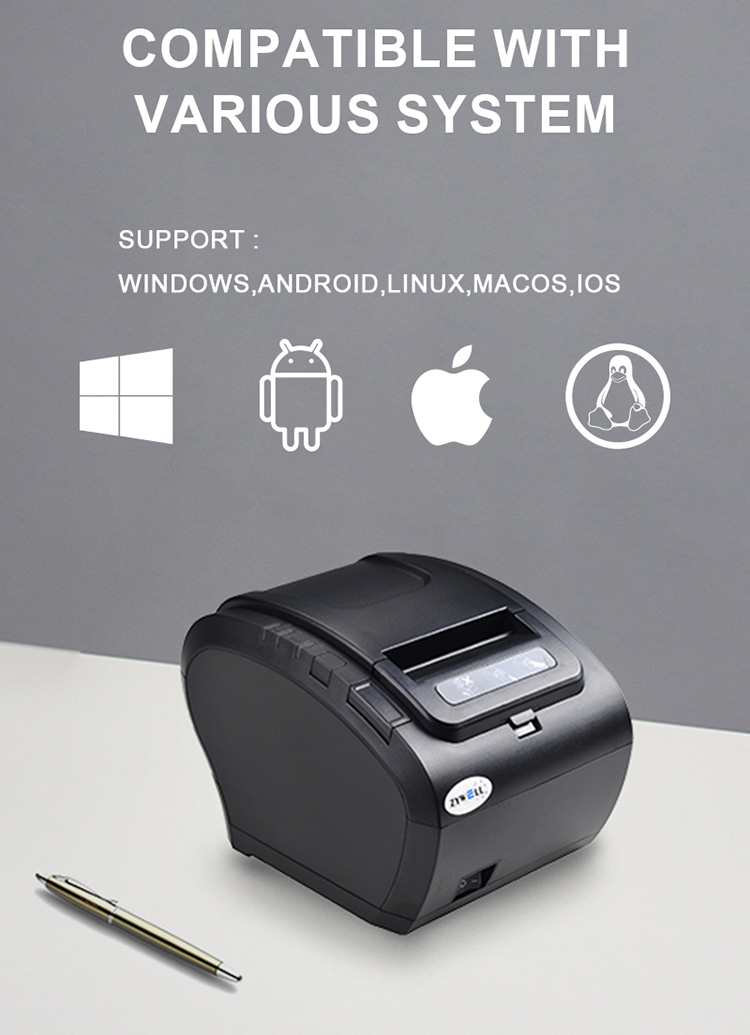 Zywell - Tablet Térmica Impressora Windows 7 8 10 Suporte ao sistema ZY307 POS IMPRESSORA USB+RS232+LAN 12