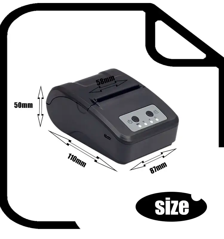 Zywell-ミニサーマルプリンター58mmポータブル領収書POSプリンターZM03