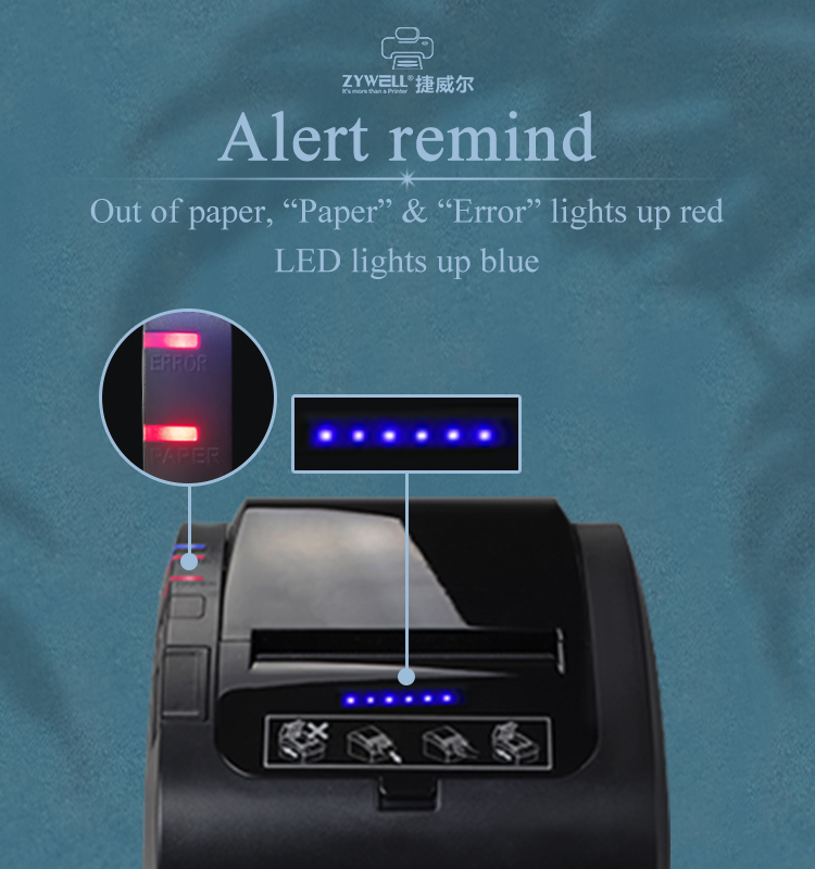 ZYWELL - Zywell Kitchen Printer ZY606 thermal printer with bluetooth 80mm 58mm thermal receipt printer USB+RS232+LAN+BT 13