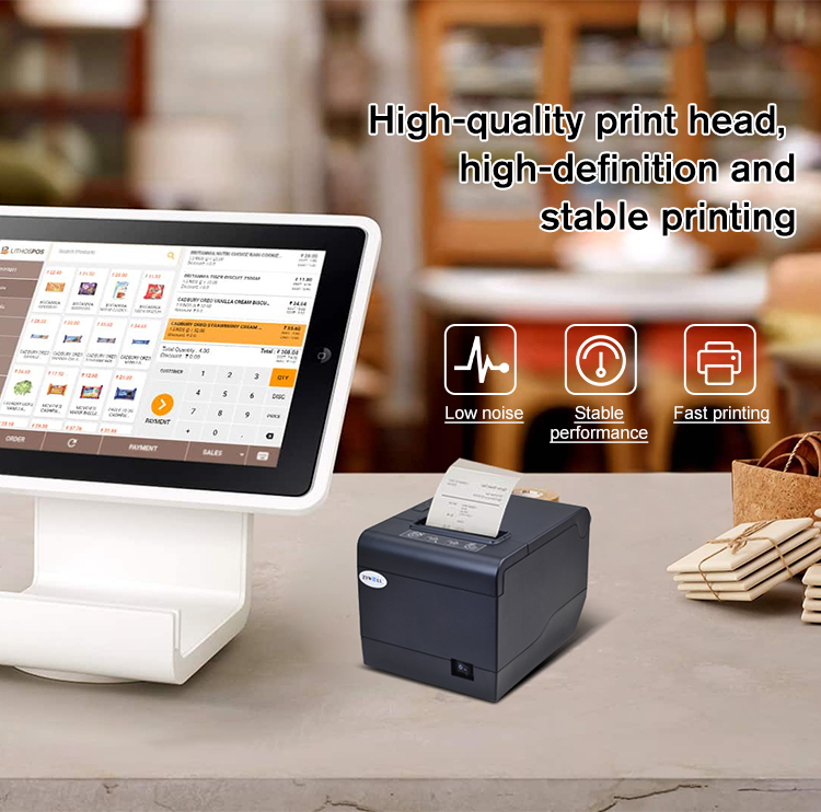 Zywell - Soporte de impresora de tableta Bluetooth de 80 mm Android iOS ZY808 Impresora de recibo de máquina POS de 3 pulgadas USB+BT 9