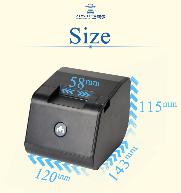 Zywell - En Ucuz USB Bilet Yazıcı Z58 -III Mürekkepsiz Mini Termal Yazıcı 58mm Masaüstü Makbuzları Yazıcı USB 17