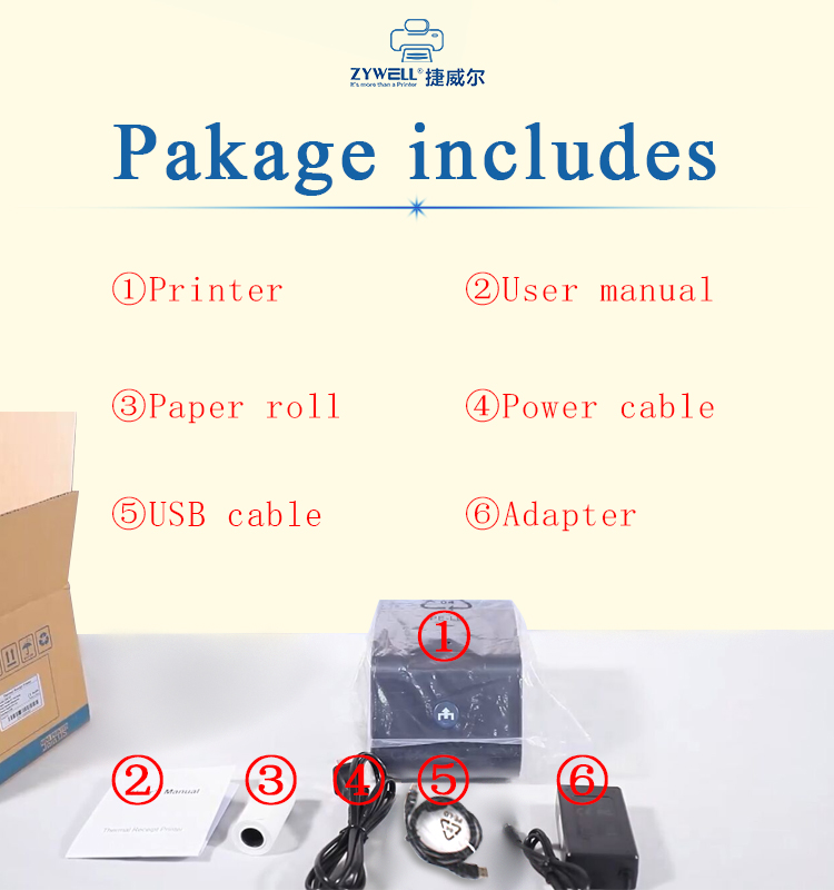 Zywell - En Ucuz USB Bilet Yazıcı Z58 -III Mürekkepsiz Mini Termal Yazıcı 58mm Masaüstü Makbuzları Yazıcı USB 18