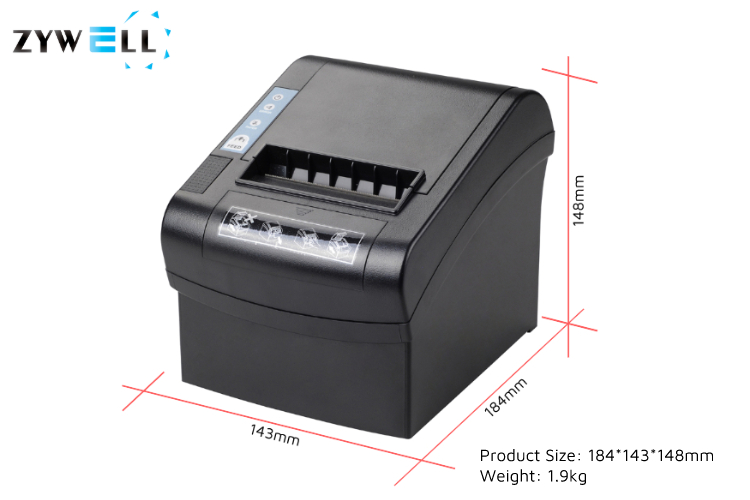 ZYWELL - ZY806 Desktop 3inch Bluetooth Thermal Receept Printer 80mm White Billing Mesin Tiket Printer Desktop 80 Penerimaan Printer 9