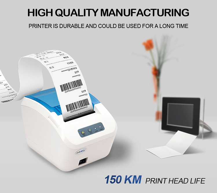 ZYWELL - Printina de ranking de supermercado de supermercados de fábrica Impressora de etiqueta Zywell ZY3310 Bluetooth Thermal Printer USB+BT 16