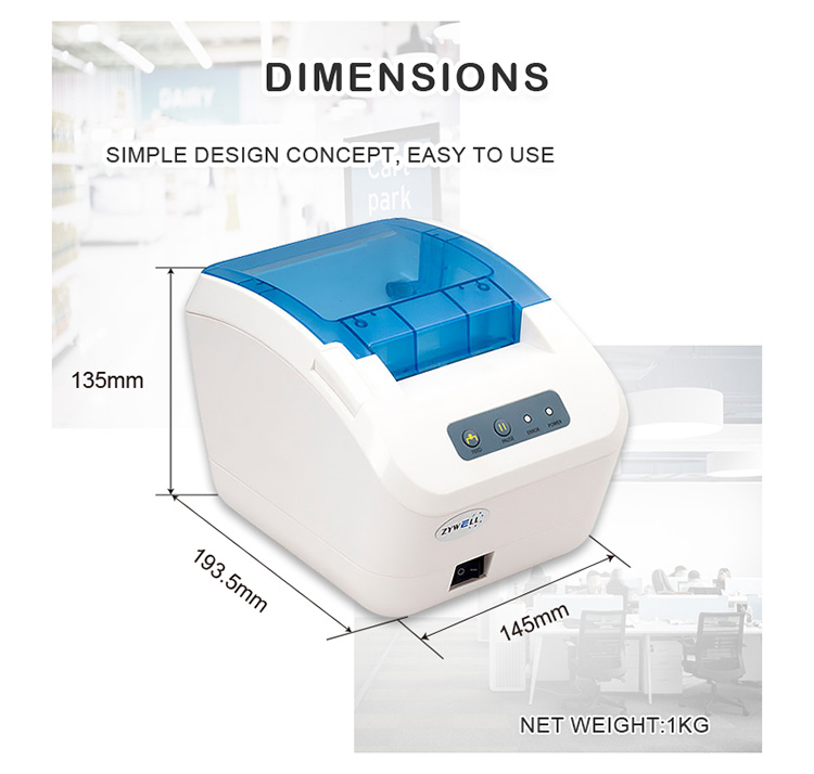 ZYWELL - Printina de ranking de supermercado de supermercados de fábrica Impressora de etiqueta Zywell ZY3310 Bluetooth Thermal Printer USB+BT 18