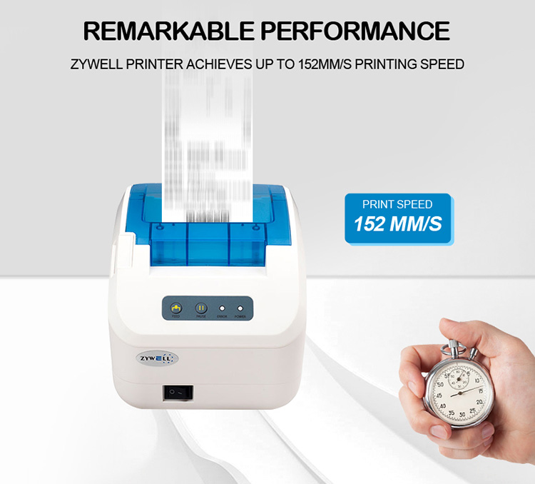 ZYWELL - Printina de ranking de supermercado de supermercados de fábrica Impressora de etiqueta Zywell ZY3310 Bluetooth Thermal Printer USB+BT 15