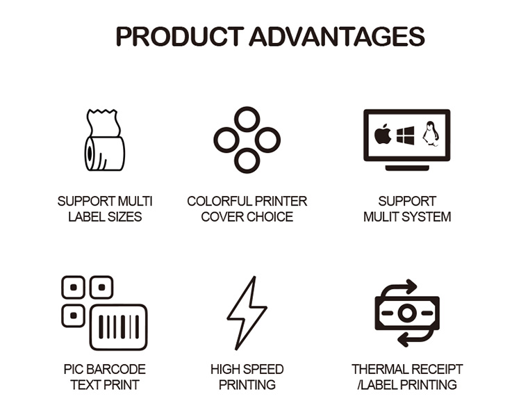 ZYWELL - Printina de ranking de supermercado de supermercados de fábrica Impressora de etiqueta Zywell ZY3310 Bluetooth Thermal Printer USB+BT 9