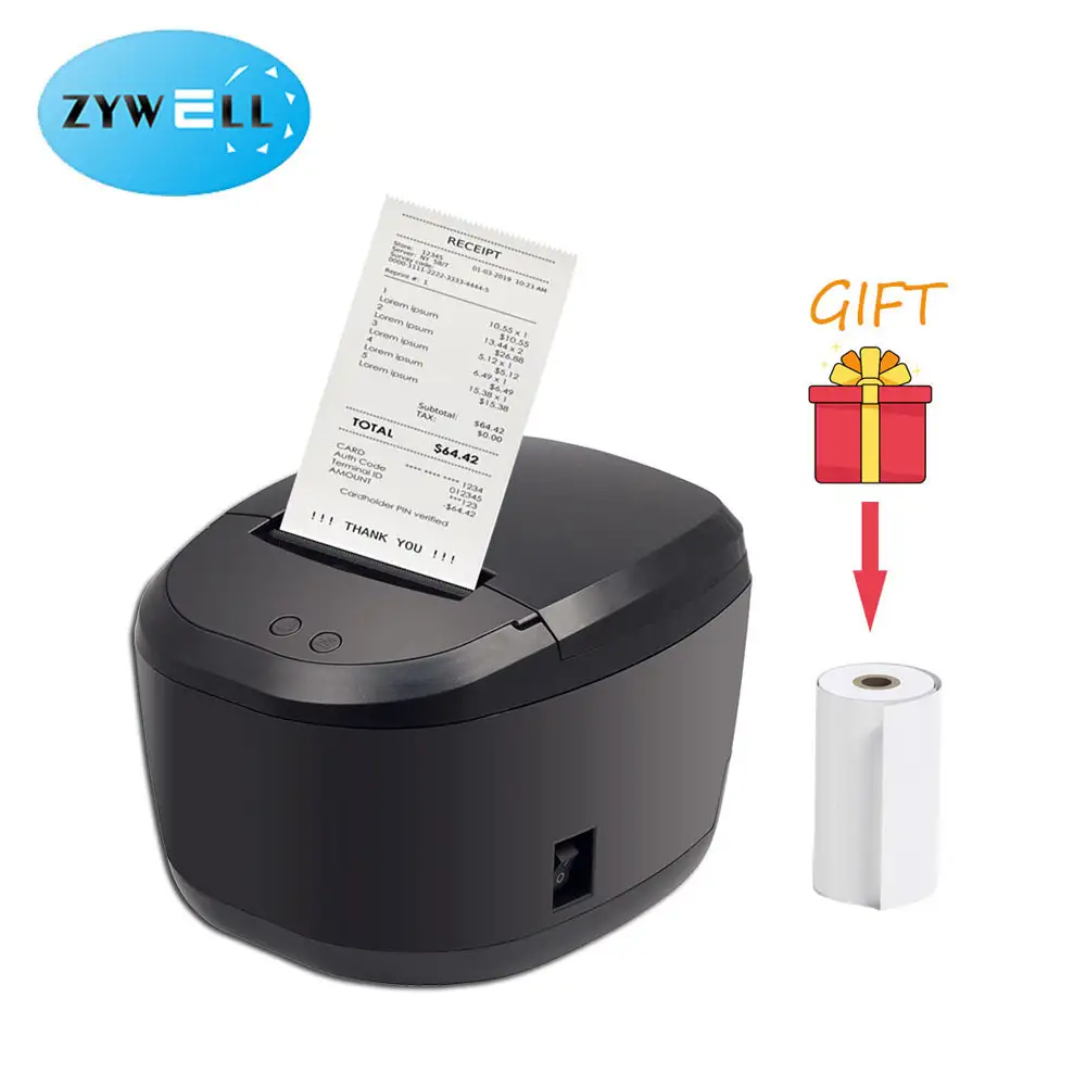 Zywell - طابعة حرارية عالية الجودة POS ZY308 58 مم 80 مم عالي السرعة USB الاستلام الحراري USB 1