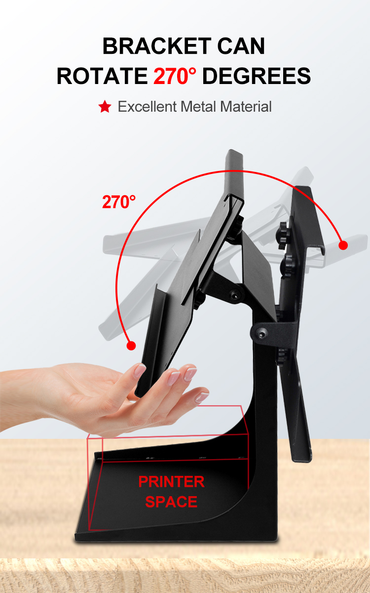 Zywell - Tiketerler 3 inç 80mm termal makbuz çıkartma yazıcı STND Çift ekranlı yazıcı standı ile ayarlanabilir ped standı 11