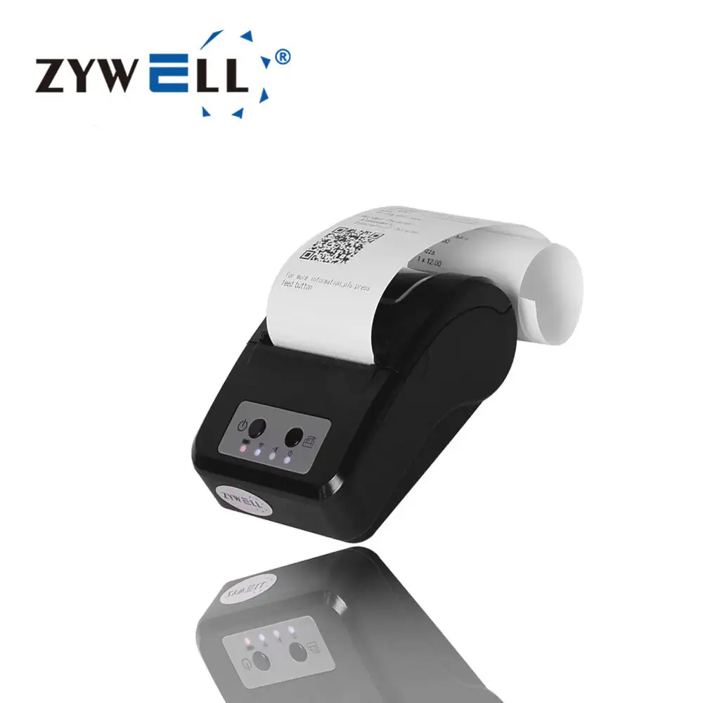 Zywell - Yüksek hızlı USB+Bluetooth Termal Makbuz Yazıcısı Pil USB+BT ile Küçük Taşınabilir Yazıcı 1