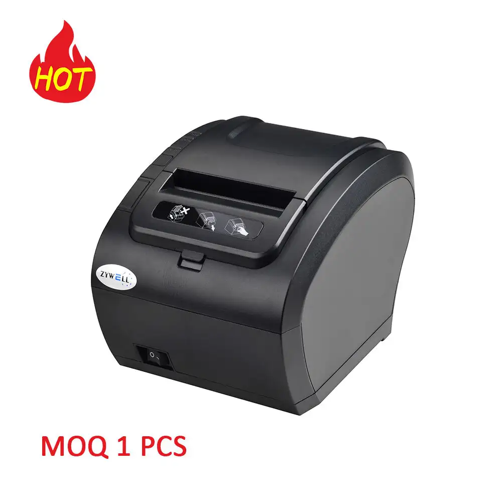 Zywell - Interfaces abundantes de la pared Impresora de recibo térmico ZY307 USB Termal de recibo térmico Impresora USB+RS232+LAN 1
