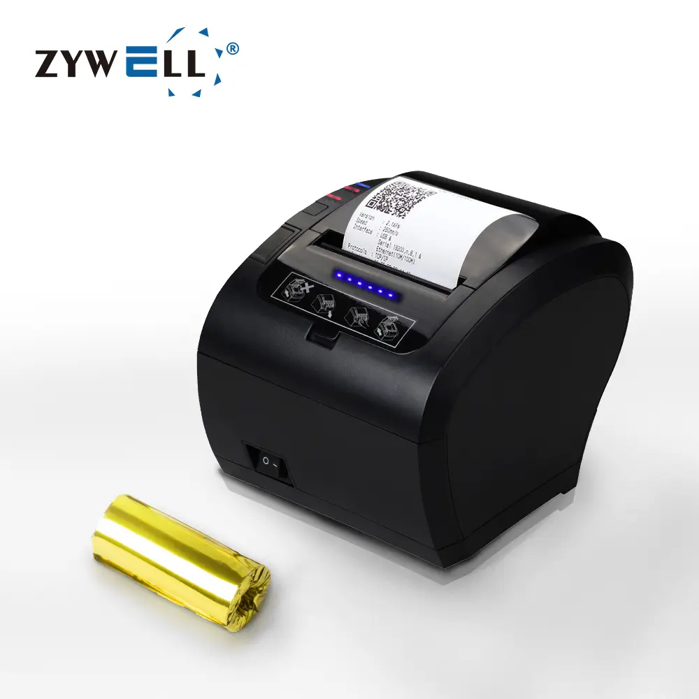 ZYWELL - Superior Quality ZY606 80mm Thermal Receipt Printer Bill Ticket Printing Bluetooth POS Printer USB+RS232+LAN+BT 1