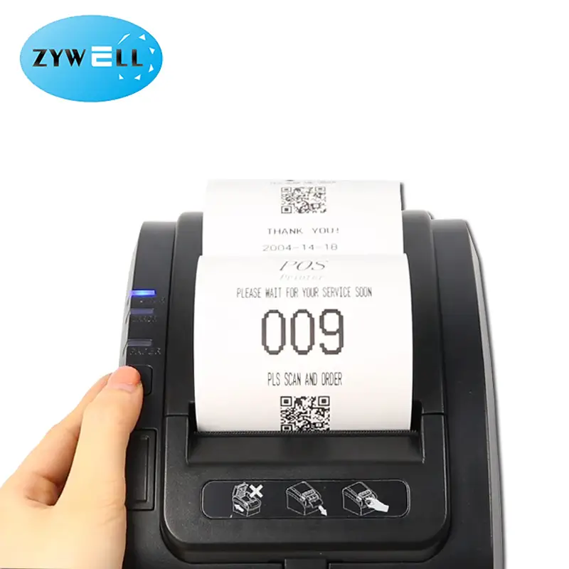 Zywell - Zywell Impresora 3 -дюймовый 80 мм Bluetooth Direct Thermal Printer 260 мм/с высокоскоростной печать Принтер USB+RS232+LAN+BT 1
