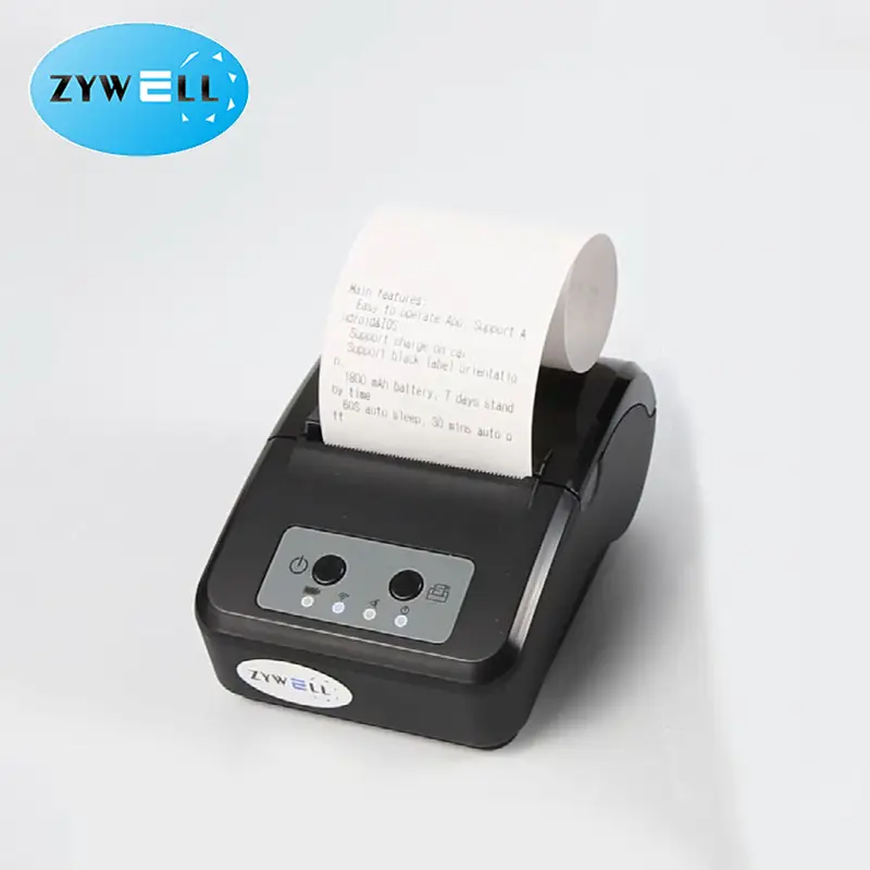 ZYWELL - Mini bluetooth pocket printer zywell zm03 58mm thermal receipt printer for bill ticket printing POS USB+BT 1
