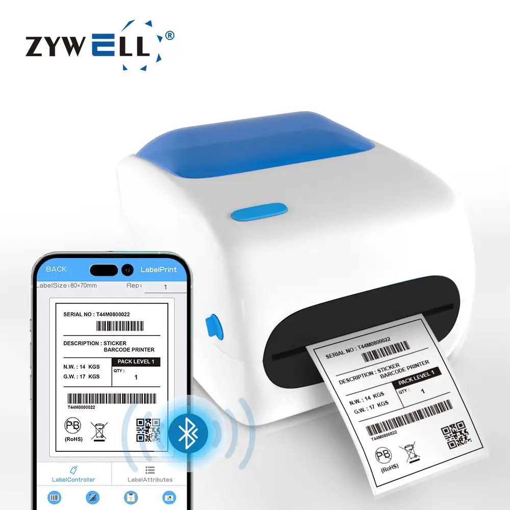 Zywell - Máy in nhiệt 4x6 ZY910 Zywell Imprimante 108mm Máy in nhãn nhiệt A6 Máy in Waybill USB+BT 1