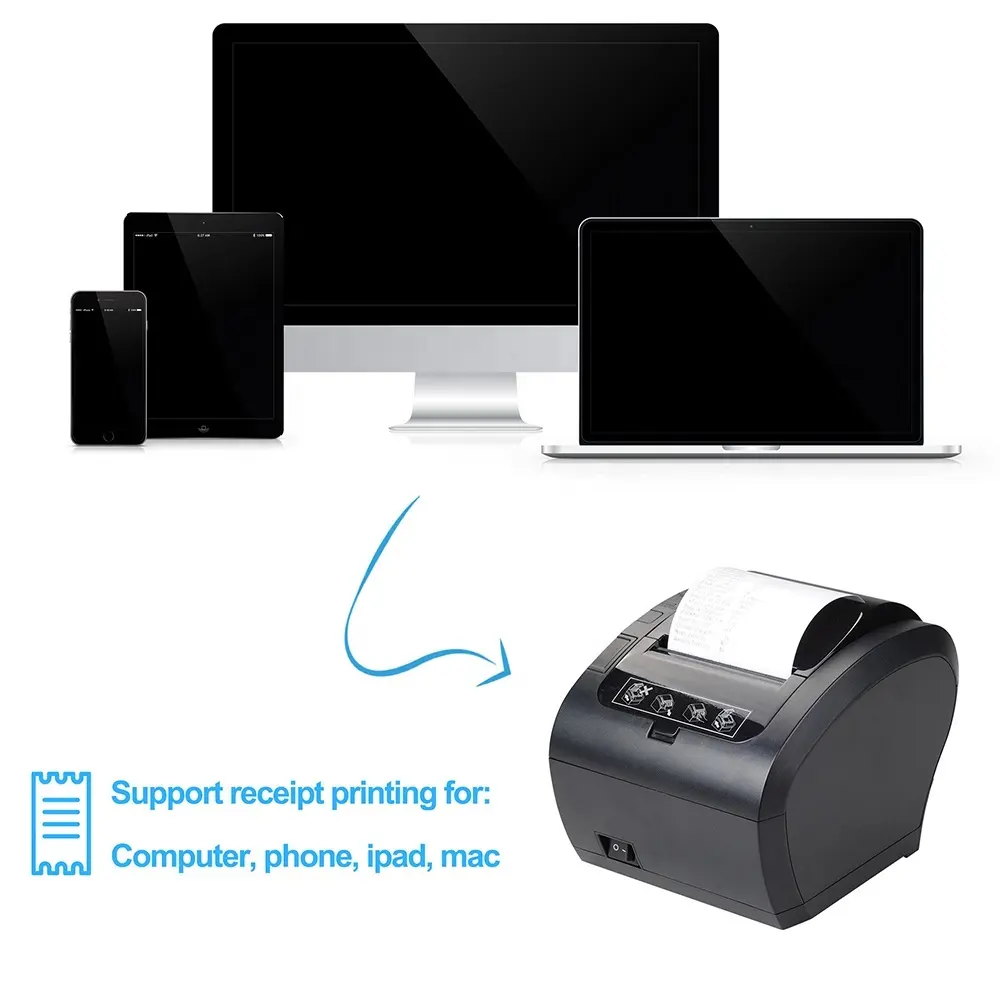 80mm Bluetooth Thermal Printer - Zywell ZY306 Inkless POS Printer 6
