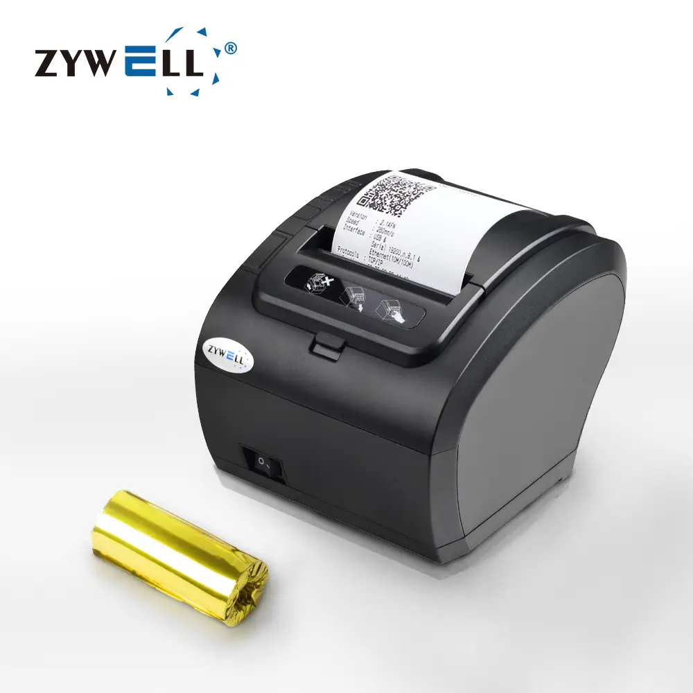 ZYWELL - High resolution printer thermal receipt 80mm printer with paper roll ZYWELL ZY307 thermal pos printer USB+RS232+LAN 1