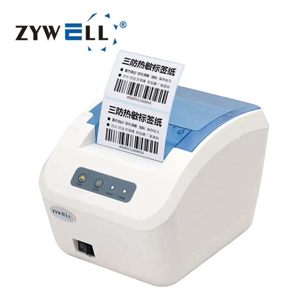 ZYWELL - Prix Bargon Barcode Imprimer Sticker Imprimante de l'étiquette de 3 pouces No Ink 80mm Thermal Imprimante USB + RS232 + LAN + WiFi 1
