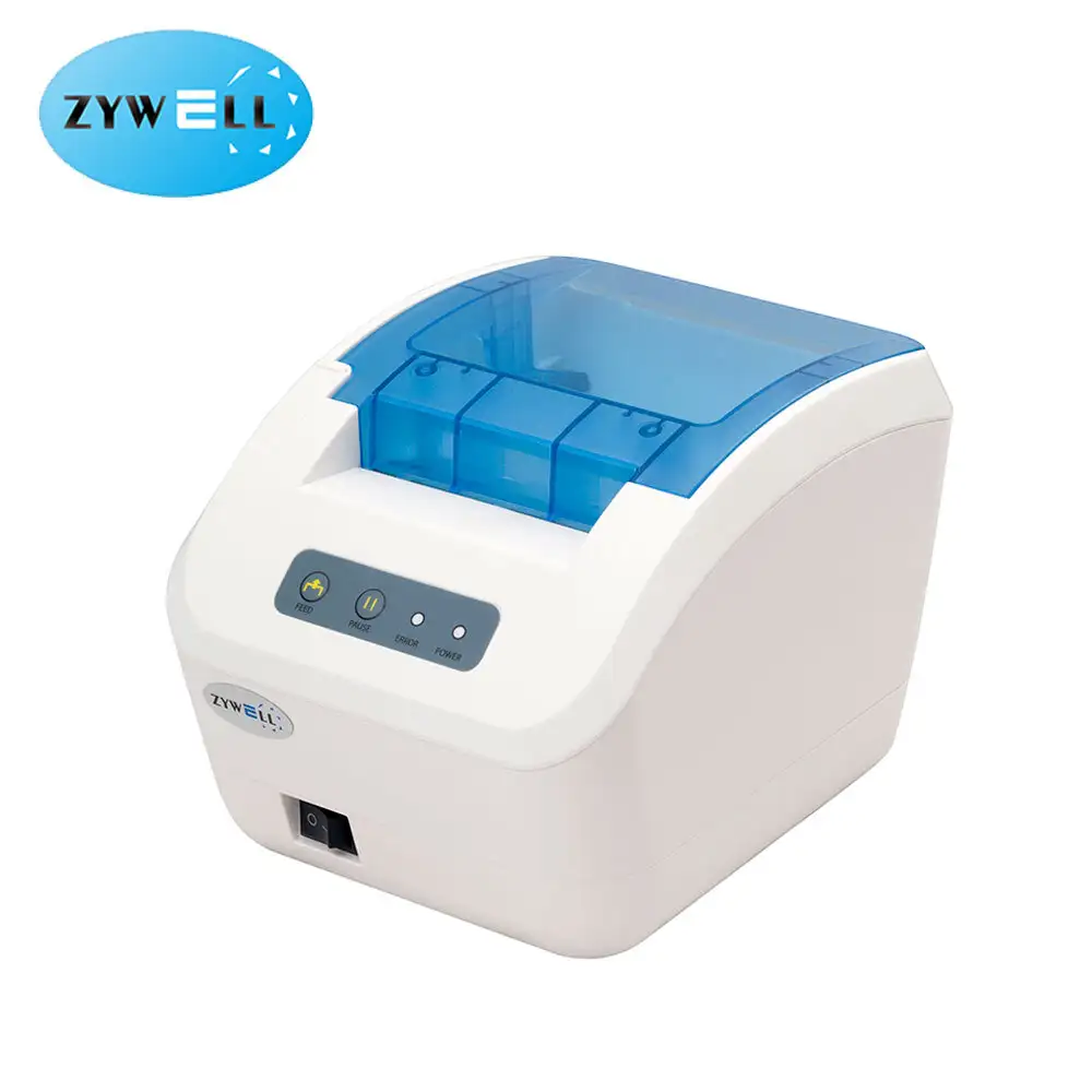 Zywell - Impresión rápida de 80 mm USB RS232 Etiqueta de etiqueta LAN ROLLO ROLLO Código de barras Impresora térmica USB+RS232+LAN 1